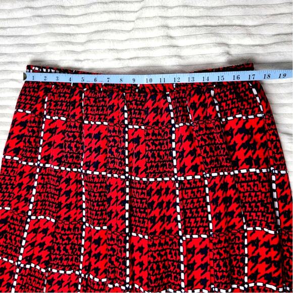 Andrea Gayle Collections Red Blue Houndstooth Midi Skirt Size 20 Elastic Waist - Picture 5 of 9